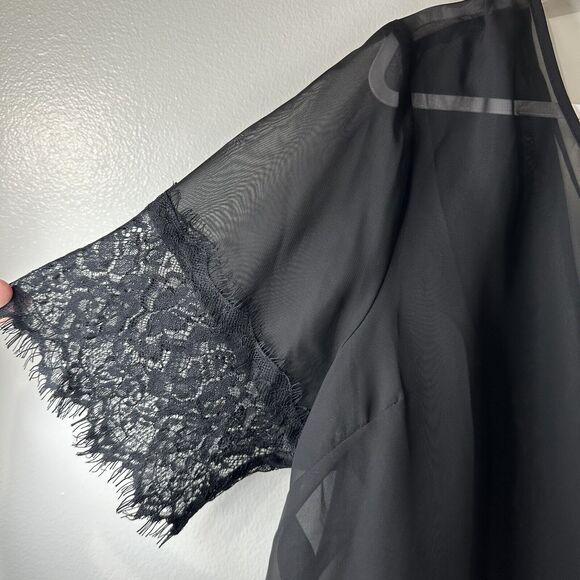 Ali & Kris Womens Size 3X Super Sheer Lace Trim Blouse Strappy Criss Cross - Picture 3 of 10